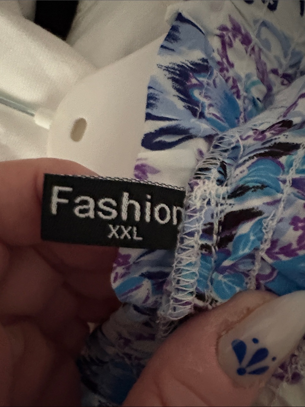 Fashion Floral Wide Leg Jumpsuit Pants in White and Blue - Fashion